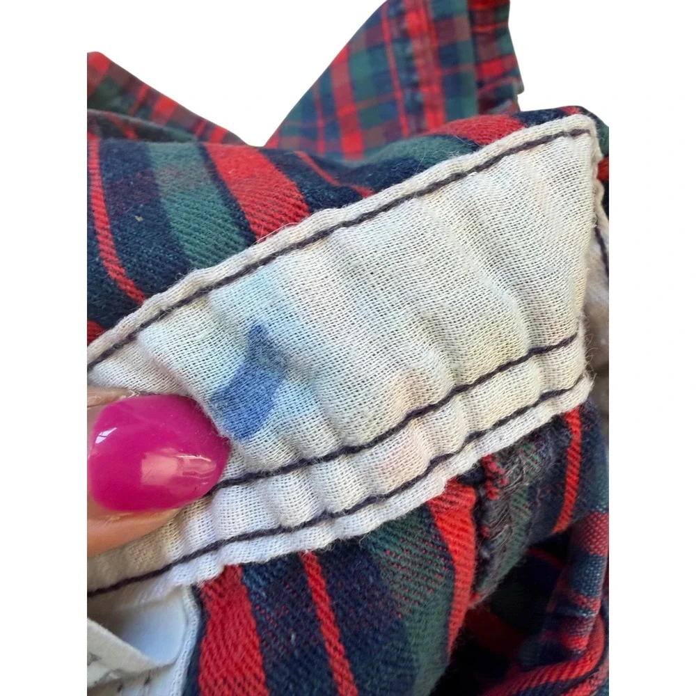 Vintage OshKosh Bgosh Vestbak Plaid Overalls Red Blue Green 18 Months USA Made